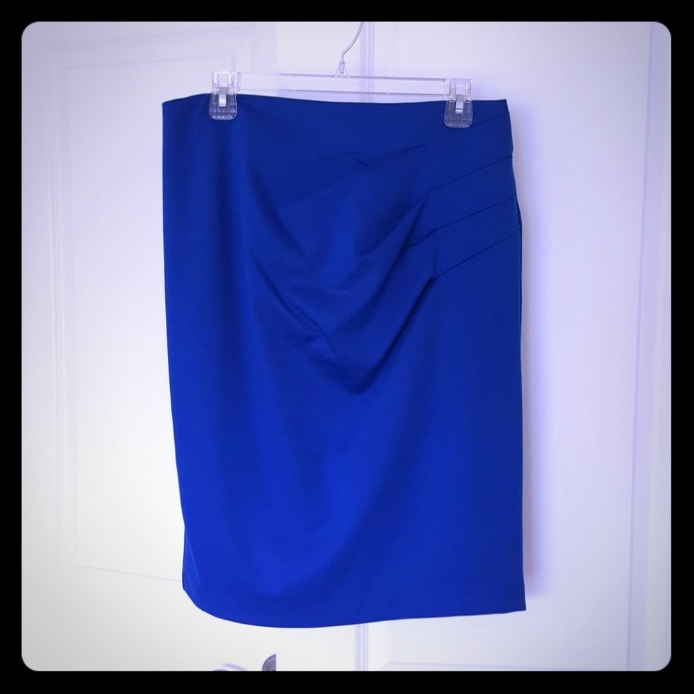 Blue knit pencil skirt